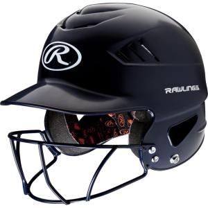 Rawlings | COOLFLO Batting Helmet | 6 1/2″ – 7 1/2″ One Size Fits Most | Facemask Option | Multiple Colors(Navy + Facemask)