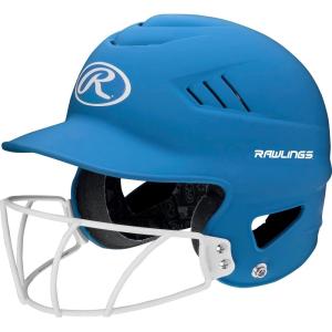 Rawlings | COOLFLO Batting Helmet with Facemask | Fastpitch Softball | One Size Fits Most (6 1/2” – 7 1/2”)(Matte Columbia Blue)