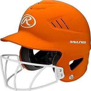 Rawlings | COOLFLO Batting Helmet with Facemask | Fastpitch Softball | One Size Fits Most (6 1/2” – 7 1/2”)(Matte Orange)