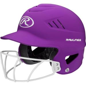 Rawlings | COOLFLO Batting Helmet with Facemask | Fastpitch Softball | One Size Fits Most (6 1/2” – 7 1/2”)(Matte Purple)
