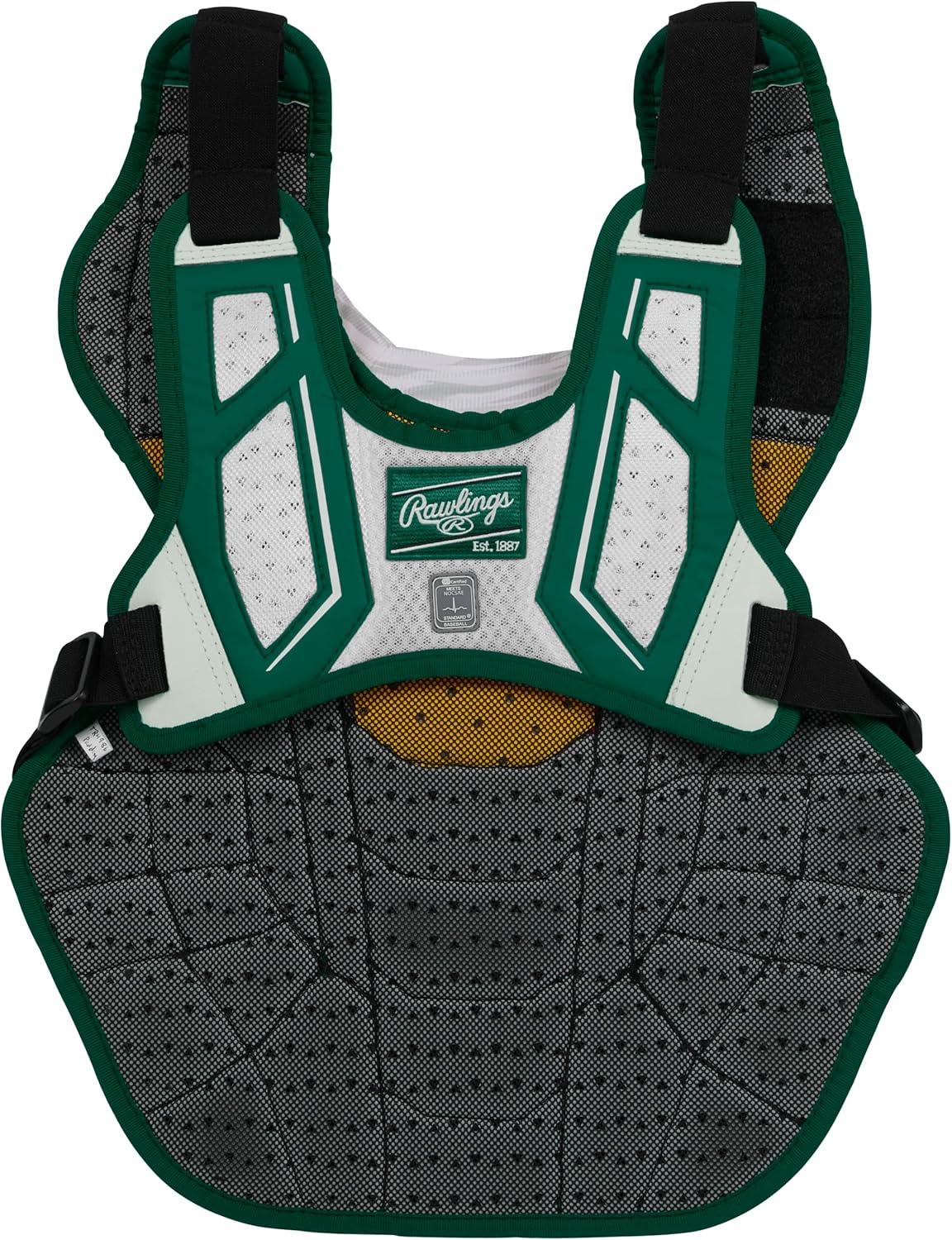 imageRawlings Velo 20 Catchers Chest Protector Baseball Adult amp Intermediate Sizing Multiple ColorsDark GreenWhite