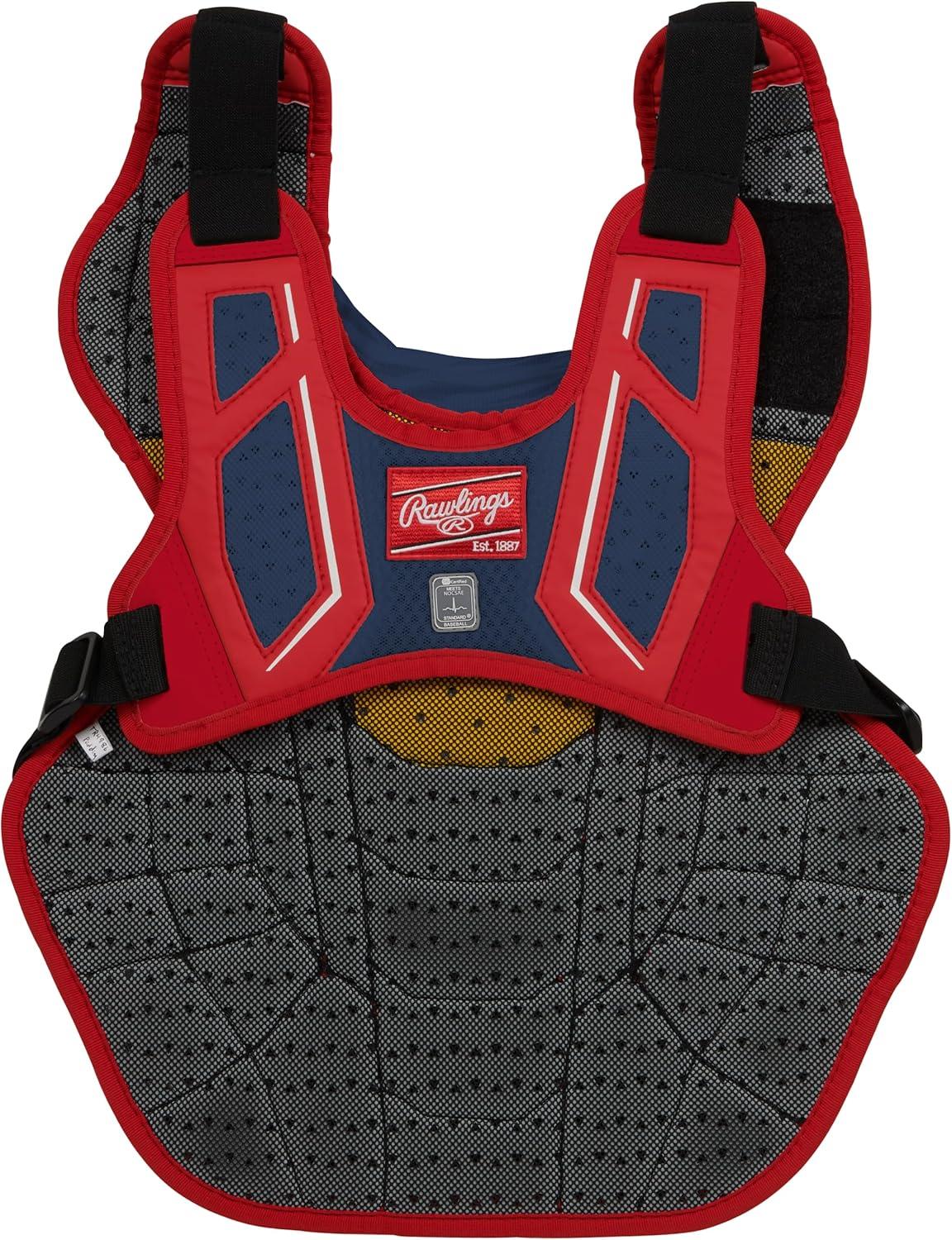 imageRawlings Velo 20 Catchers Chest Protector Baseball Adult amp Intermediate Sizing Multiple ColorsNavyScarlet