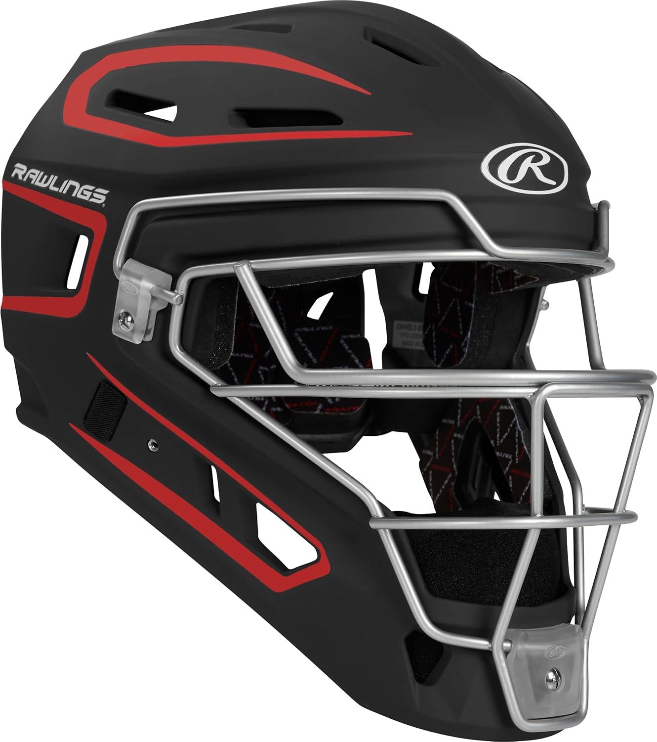 imageRawlings Velo 20 Catchers Helmet Baseball Junior amp Senior Sizing Multiple ColorsBlackScarlet