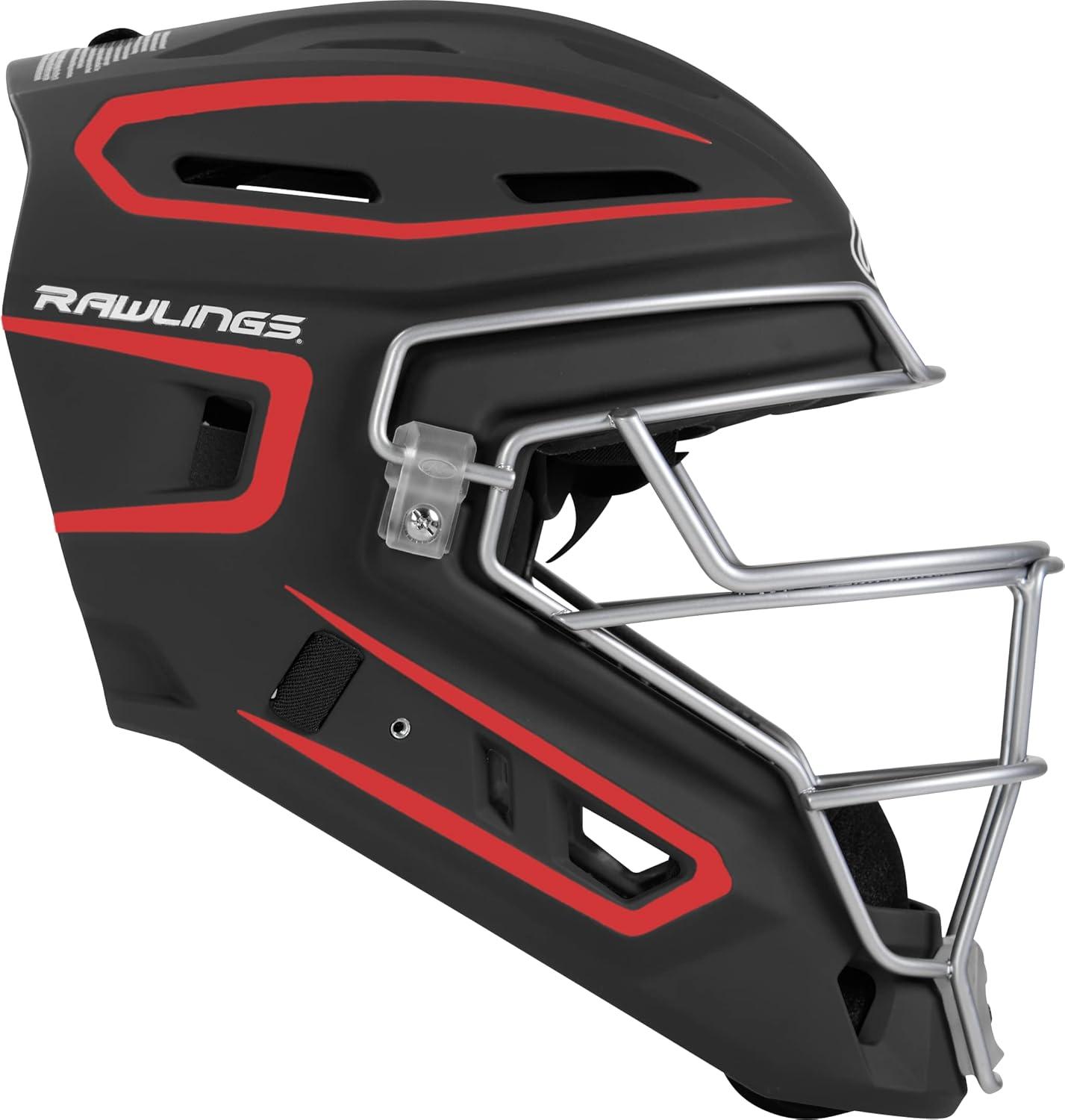 imageRawlings Velo 20 Catchers Helmet Baseball Junior amp Senior Sizing Multiple ColorsBlackScarlet