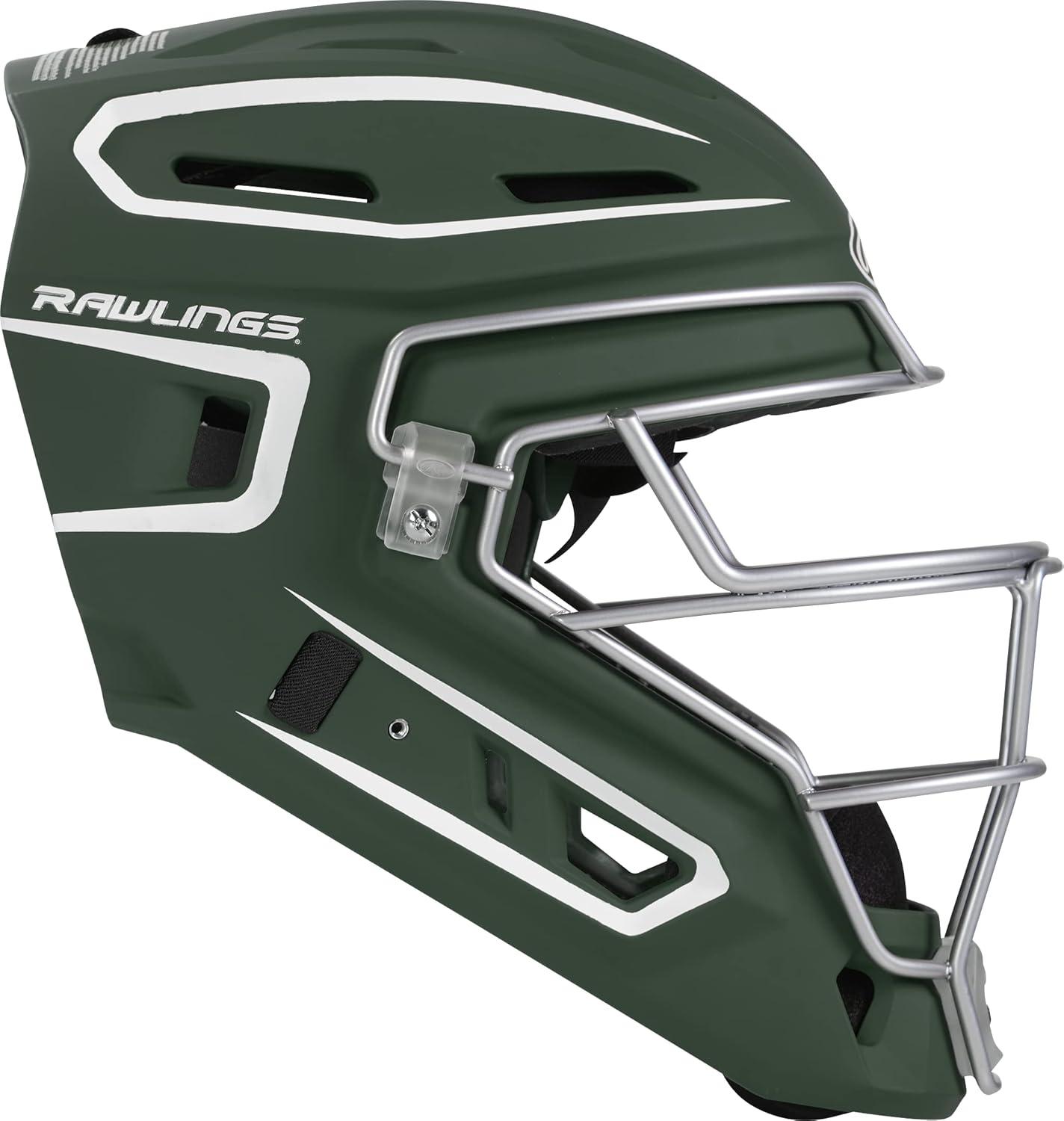 imageRawlings  Velo 20 Catchers Helmet  Baseball  Junior amp Senior Sizing  Multiple ColorsDark GreenWhite
