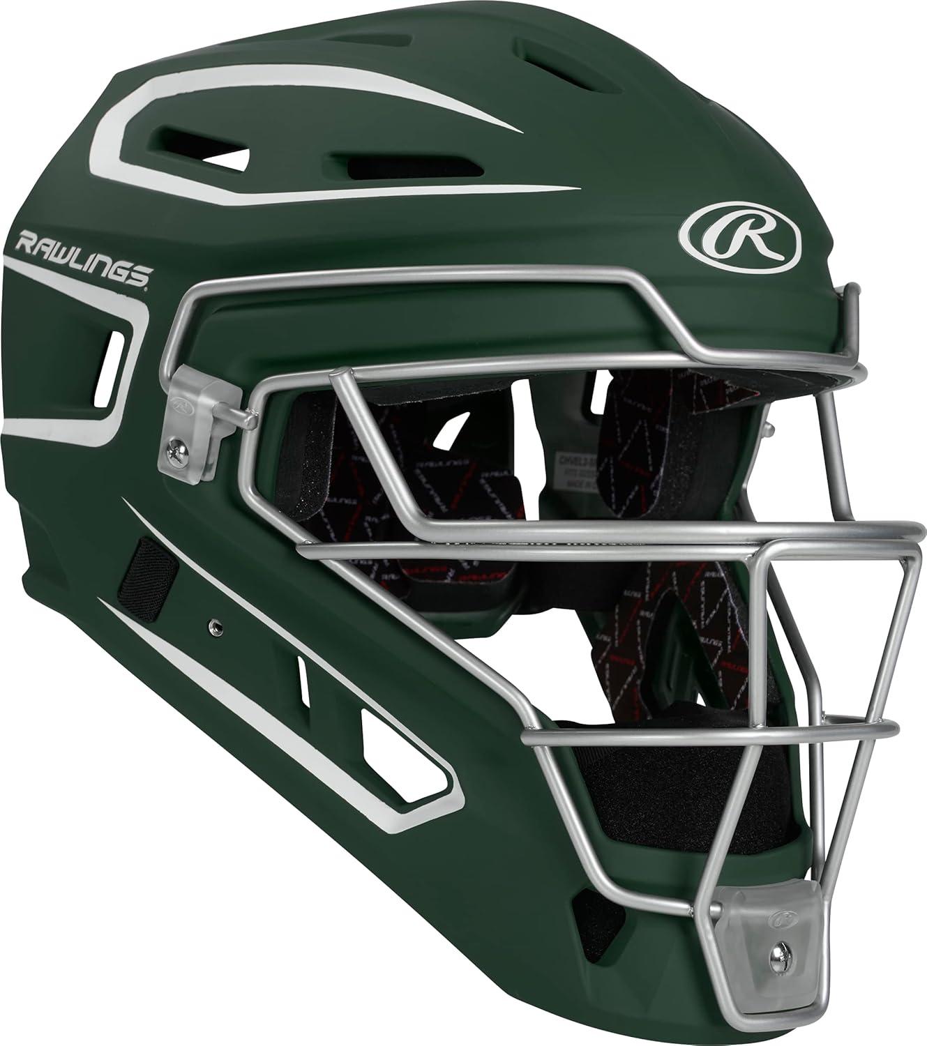 imageRawlings  Velo 20 Catchers Helmet  Baseball  Junior amp Senior Sizing  Multiple ColorsDark GreenWhite
