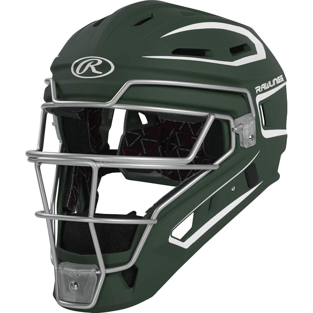 imageRawlings  Velo 20 Catchers Helmet  Baseball  Junior amp Senior Sizing  Multiple ColorsDark GreenWhite