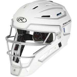 Rawlings | Velo 2.0 Catcher’s Helmet | Baseball | Junior & Senior Sizing | Multiple Colors(White/Silver)