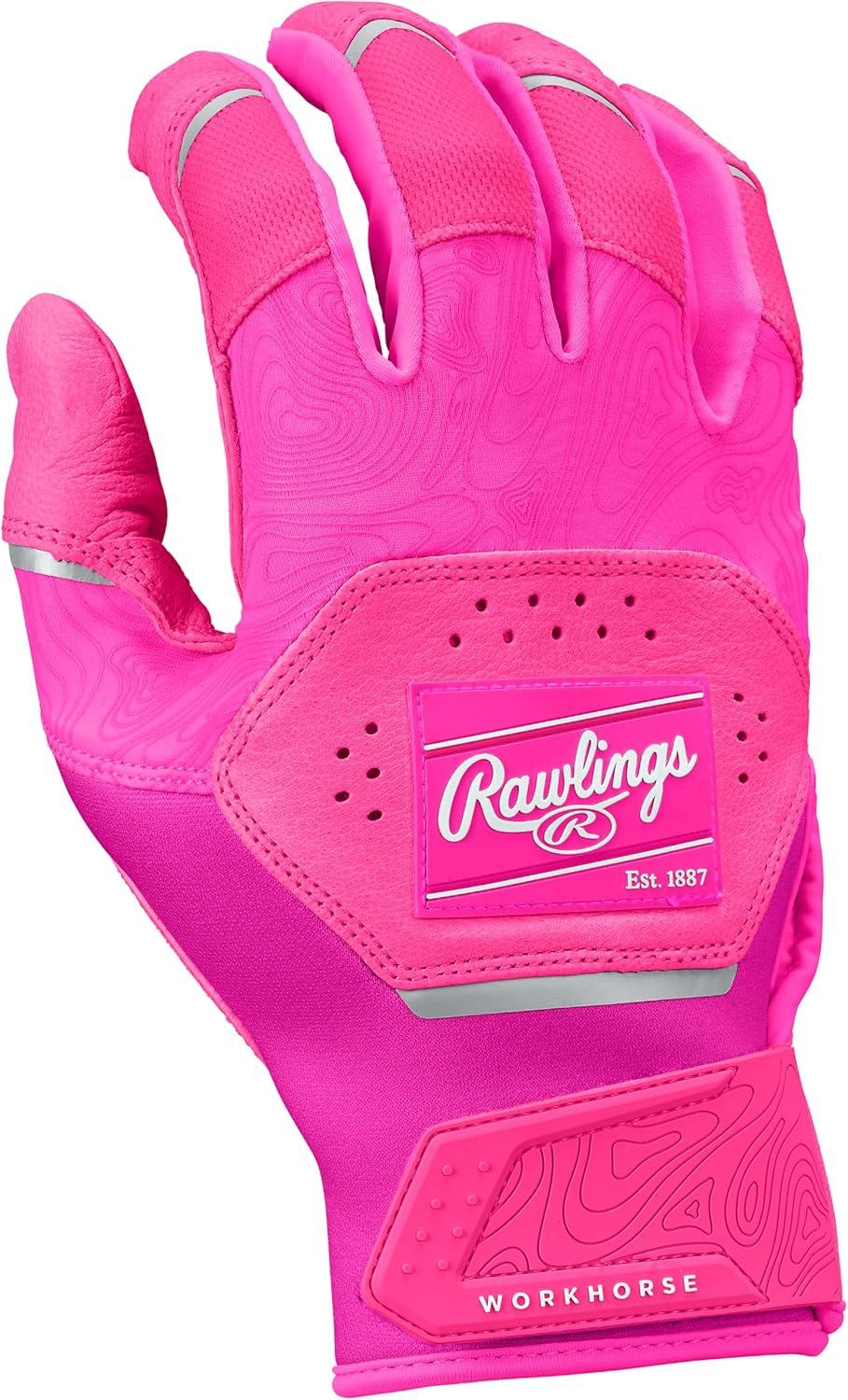 imageRawlings  Workhorse Baseball Batting Gloves  Adult Sizes  Multiple ColorsElectric Unicorn Pink