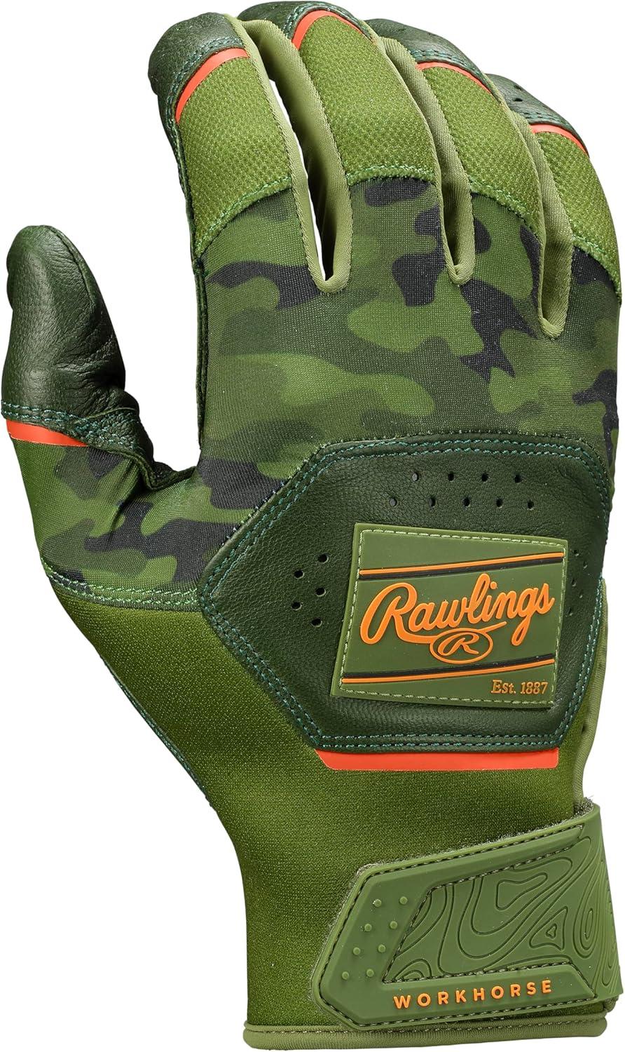 imageRawlings  Workhorse Baseball Batting Gloves  Adult Sizes  Multiple ColorsMilitary GreenArmy Camo