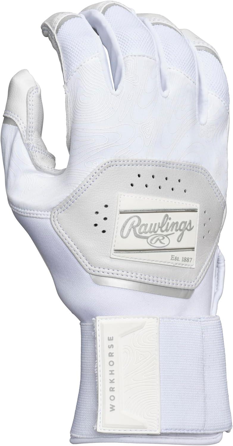 imageRawlings  Workhorse Baseball Batting Gloves  Compression Strap  Adult Sizes  Multiple ColorsWHITE
