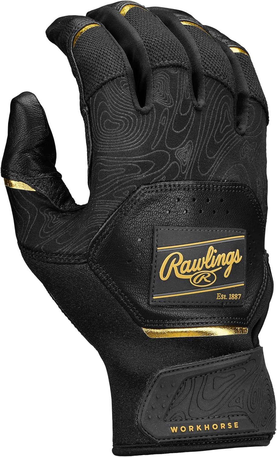 imageRawlings  Workhorse Baseball Batting Gloves  Youth Sizes  Multiple ColorsBlackGold