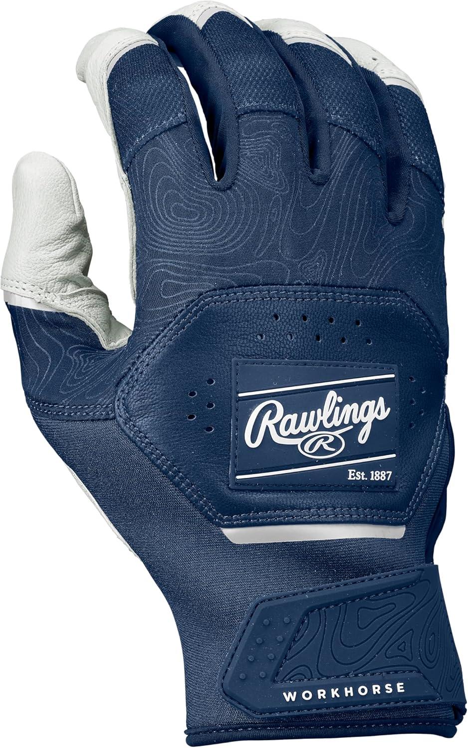 imageRawlings  Workhorse Baseball Batting Gloves  Youth Sizes  Multiple ColorsWhiteNavy