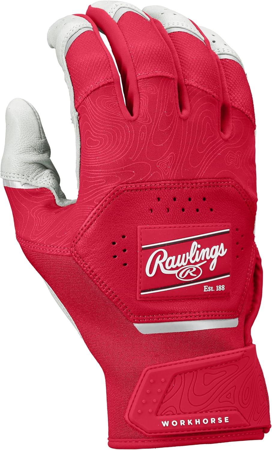 imageRawlings  Workhorse Baseball Batting Gloves  Youth Sizes  Multiple ColorsWhiteScarlet