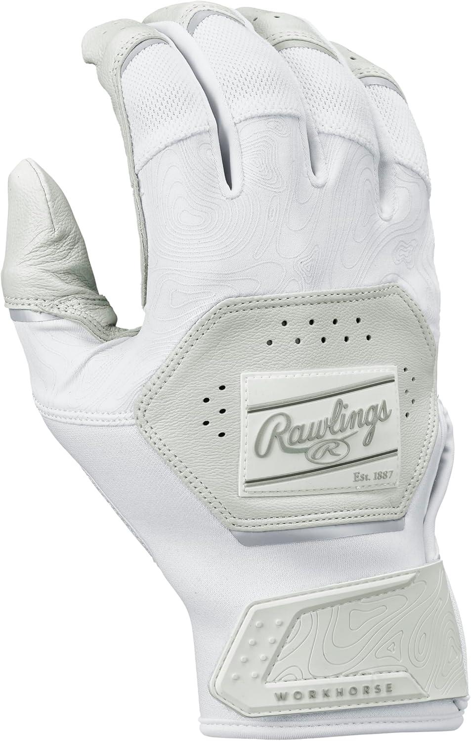 imageRawlings  Workhorse Baseball Batting Gloves  Youth Sizes  Multiple ColorsWhiteWhite