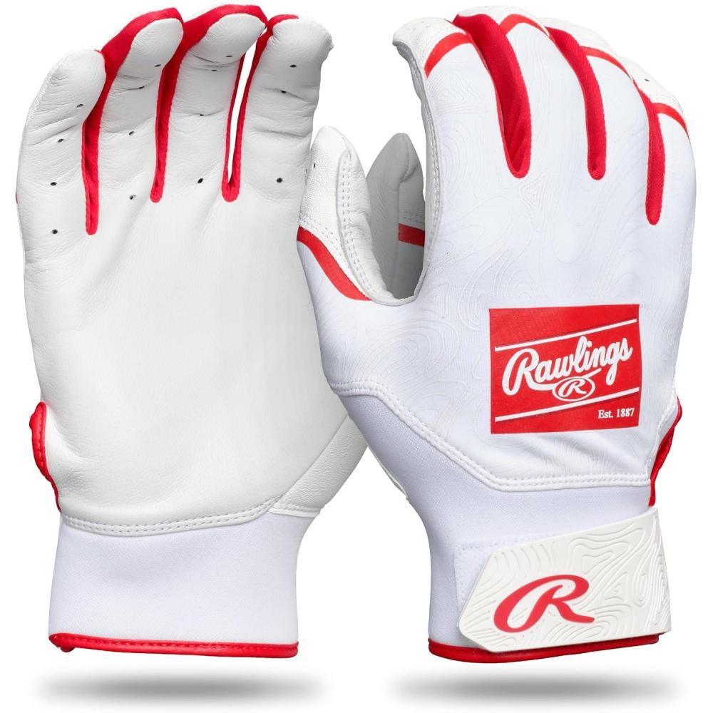 imageRawlings  Clout Baseball Batting Gloves  Adult Sizes  Multiple ColorsWHITESCARLET