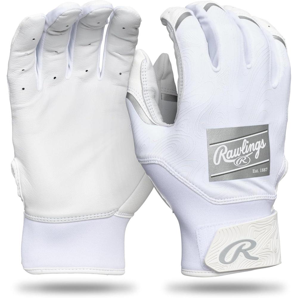 imageRawlings  Clout Baseball Batting Gloves  Adult Sizes  Multiple ColorsWHITEWHITE