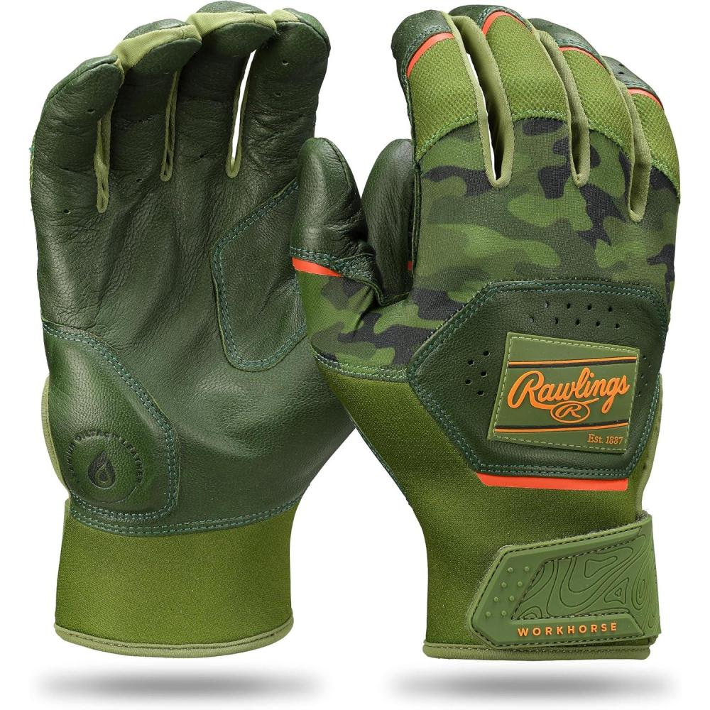 imageRawlings  Workhorse Baseball Batting Gloves  Adult Sizes  Multiple ColorsMilitary GreenArmy Camo