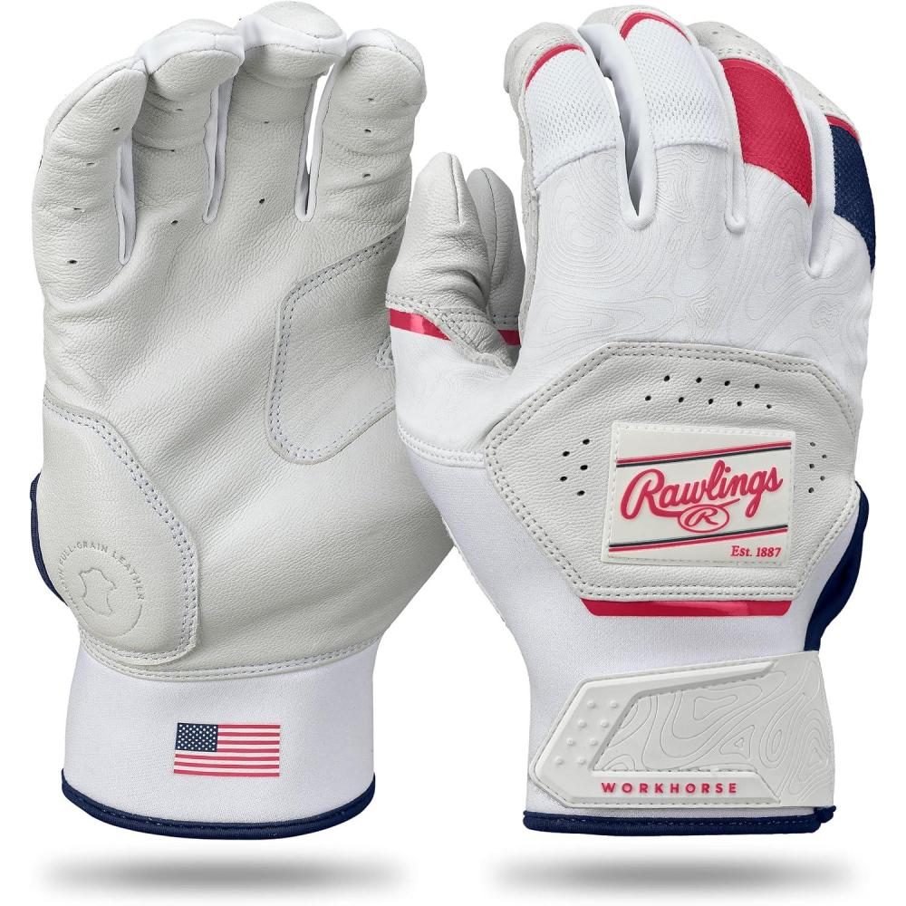 imageRawlings  Workhorse Baseball Batting Gloves  Adult Sizes  Multiple ColorsUSA