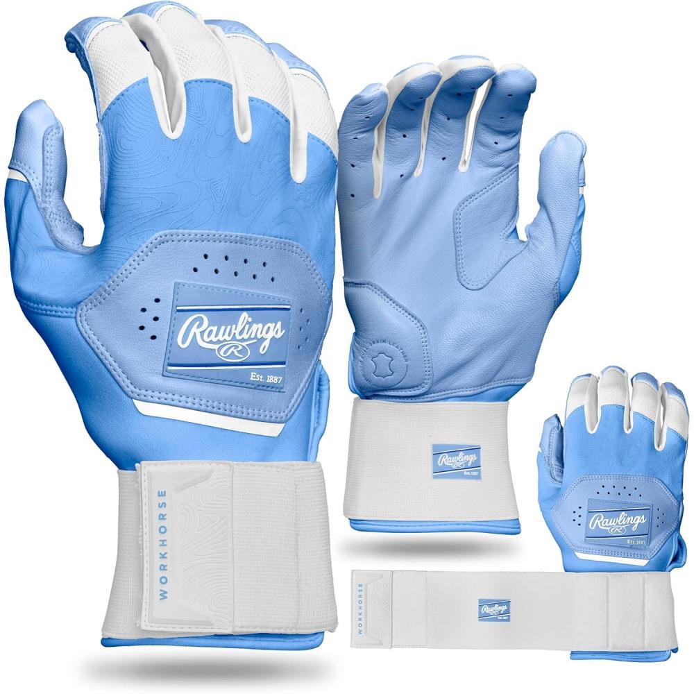 imageRawlings Workhorse Baseball Batting Gloves Compression Strap Adult Sizes Multiple ColorsCOLUMBIA BLUE