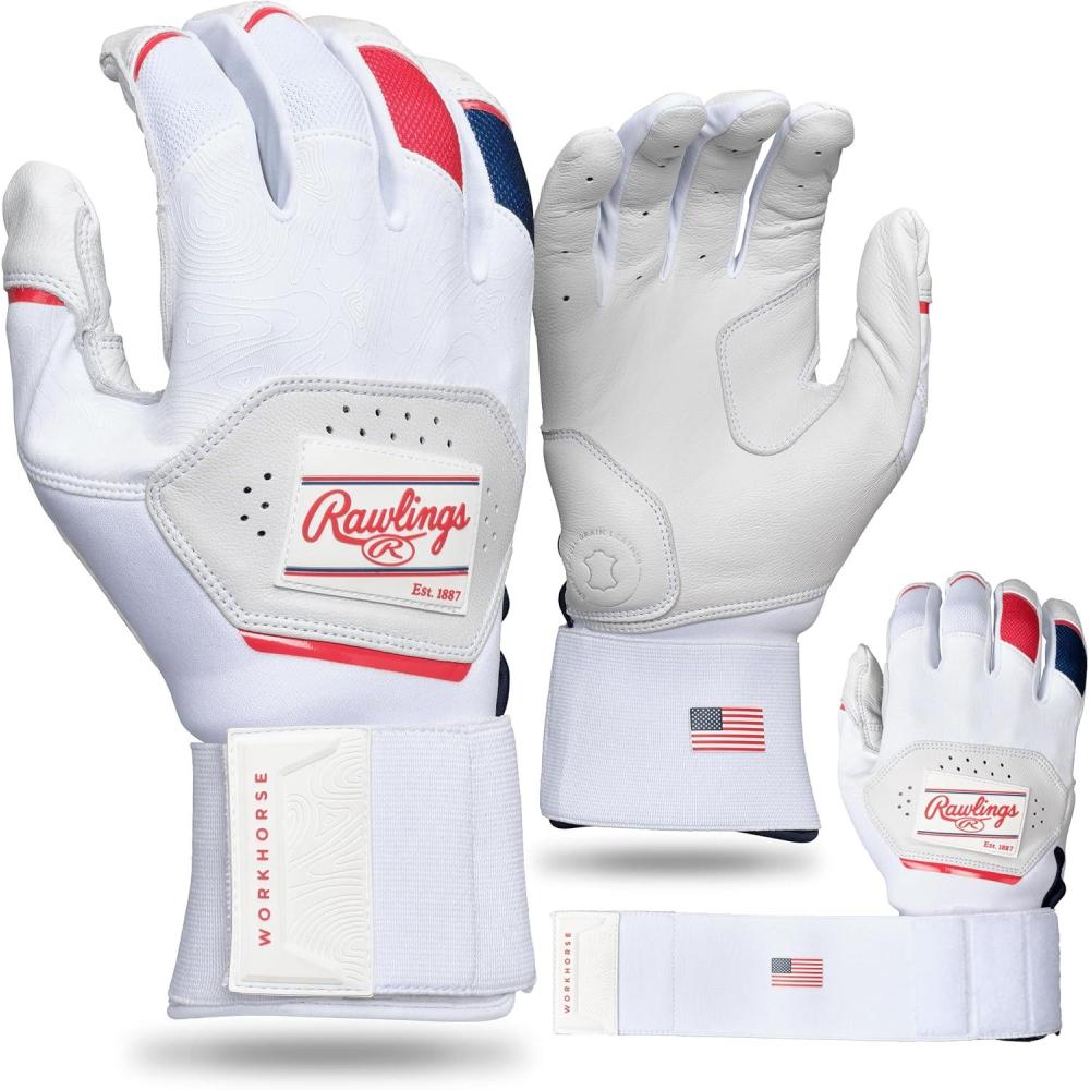 imageRawlings Workhorse Baseball Batting Gloves Compression Strap Adult Sizes Multiple ColorsUSA