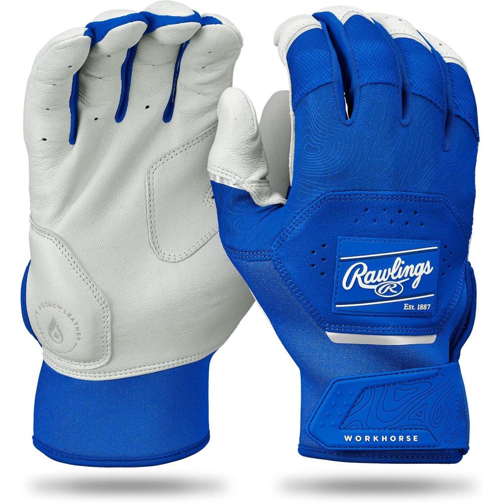 imageRawlings  Workhorse Baseball Batting Gloves  Youth Sizes  Multiple ColorsWhite  Royal