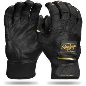 Rawlings | Workhorse Baseball Batting Gloves | Youth Sizes | Multiple Colors(Black/Gold)