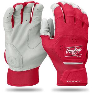 Rawlings | Workhorse Baseball Batting Gloves | Youth Sizes | Multiple Colors(White/Scarlet)