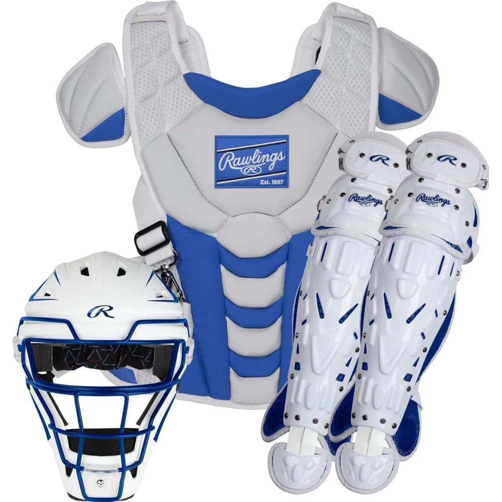 imageRawlings  Velo Fastpitch Softball Catchers Set  NOCSAE Certified  Adult  Intermediate  Youth  Multiple ColorsRoyalWhite
