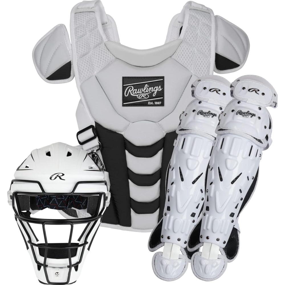 imageRawlings  Velo Fastpitch Softball Catchers Set  NOCSAE Certified  Adult  Intermediate  Youth  Multiple ColorsWhiteBlack
