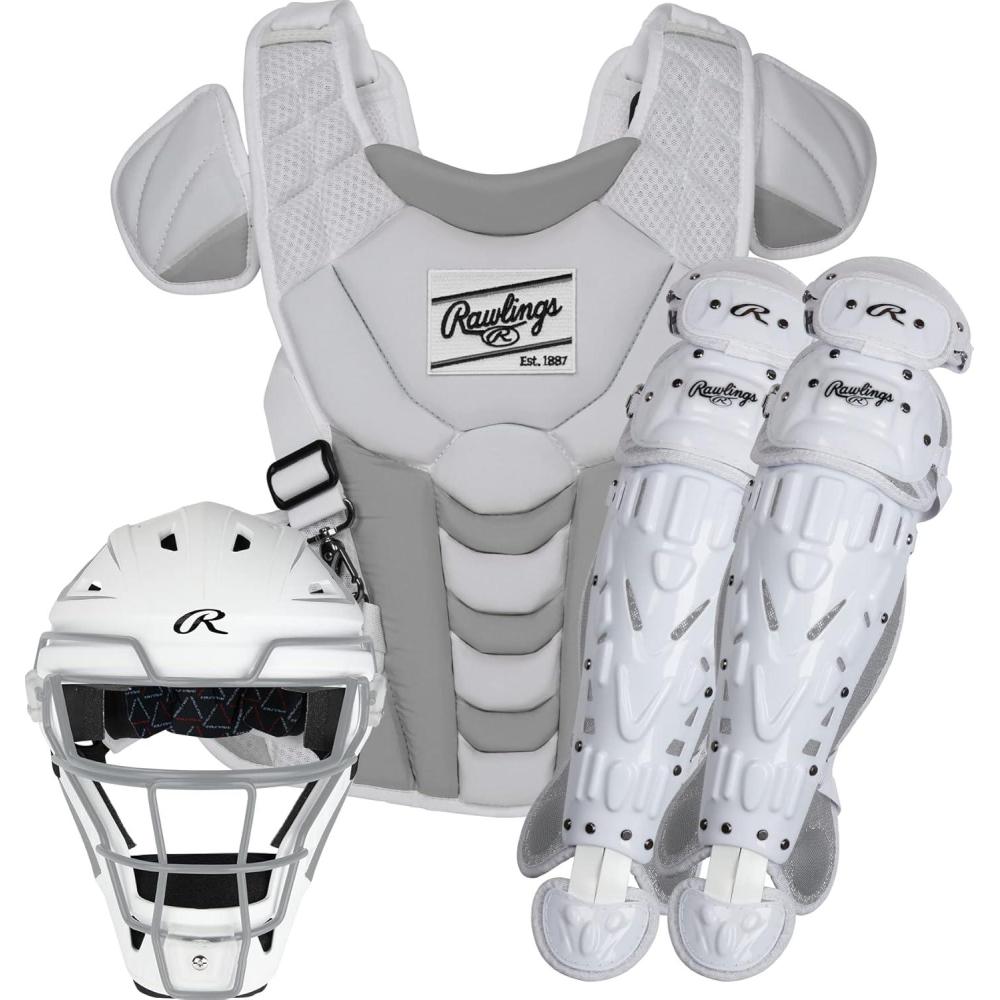 imageRawlings  Velo Fastpitch Softball Catchers Set  NOCSAE Certified  Adult  Intermediate  Youth  Multiple ColorsWhiteSilver