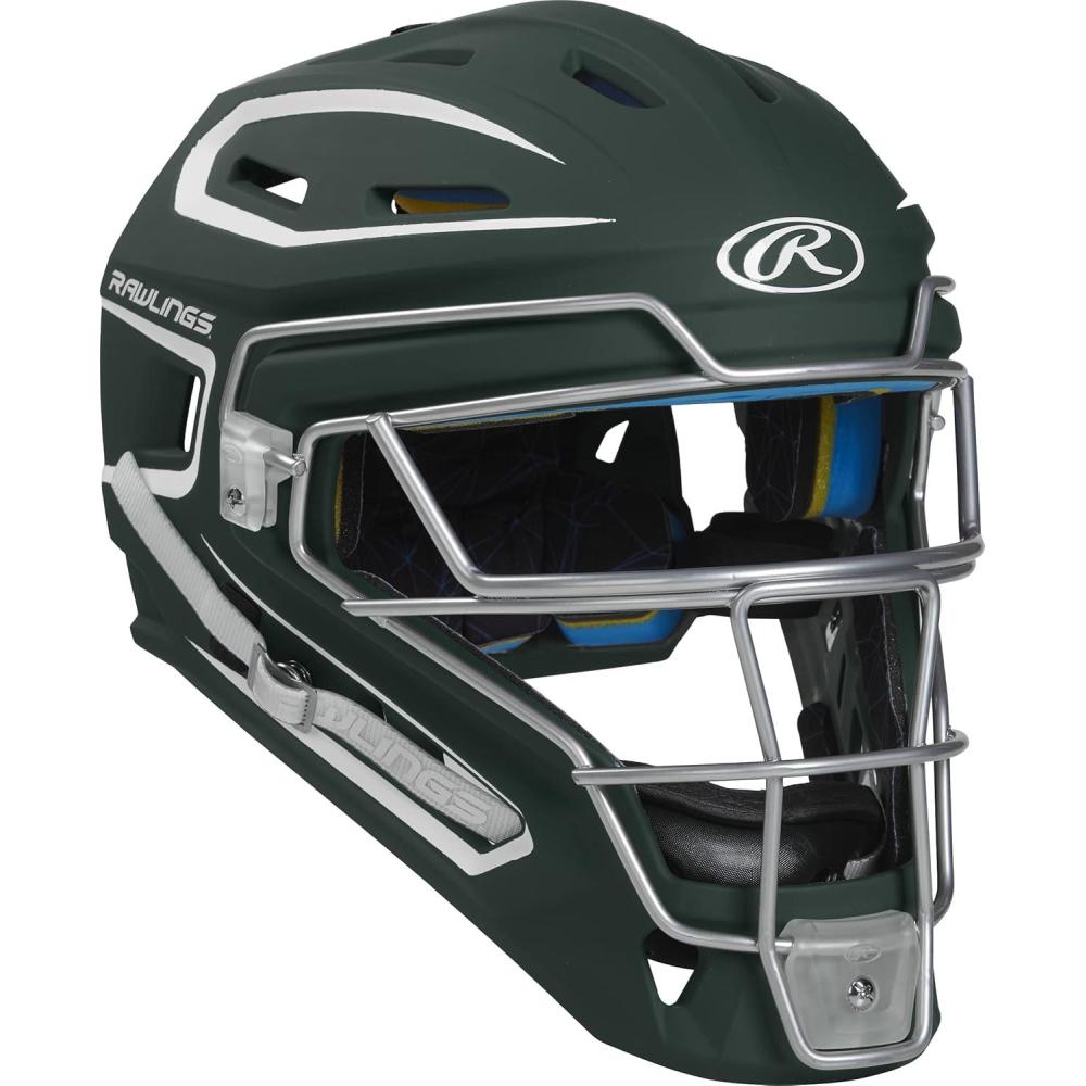 imageRawlings Rawlings  MACH Series Catchers Helmet  Baseball  Junior amp Senior Sizes  Multiple StylesDark Green  White