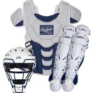 Rawlings | Velo Fastpitch Softball Catcher’s Set | NOCSAE Certified | Adult | Intermediate | Youth | Multiple Colors(Navy/White)