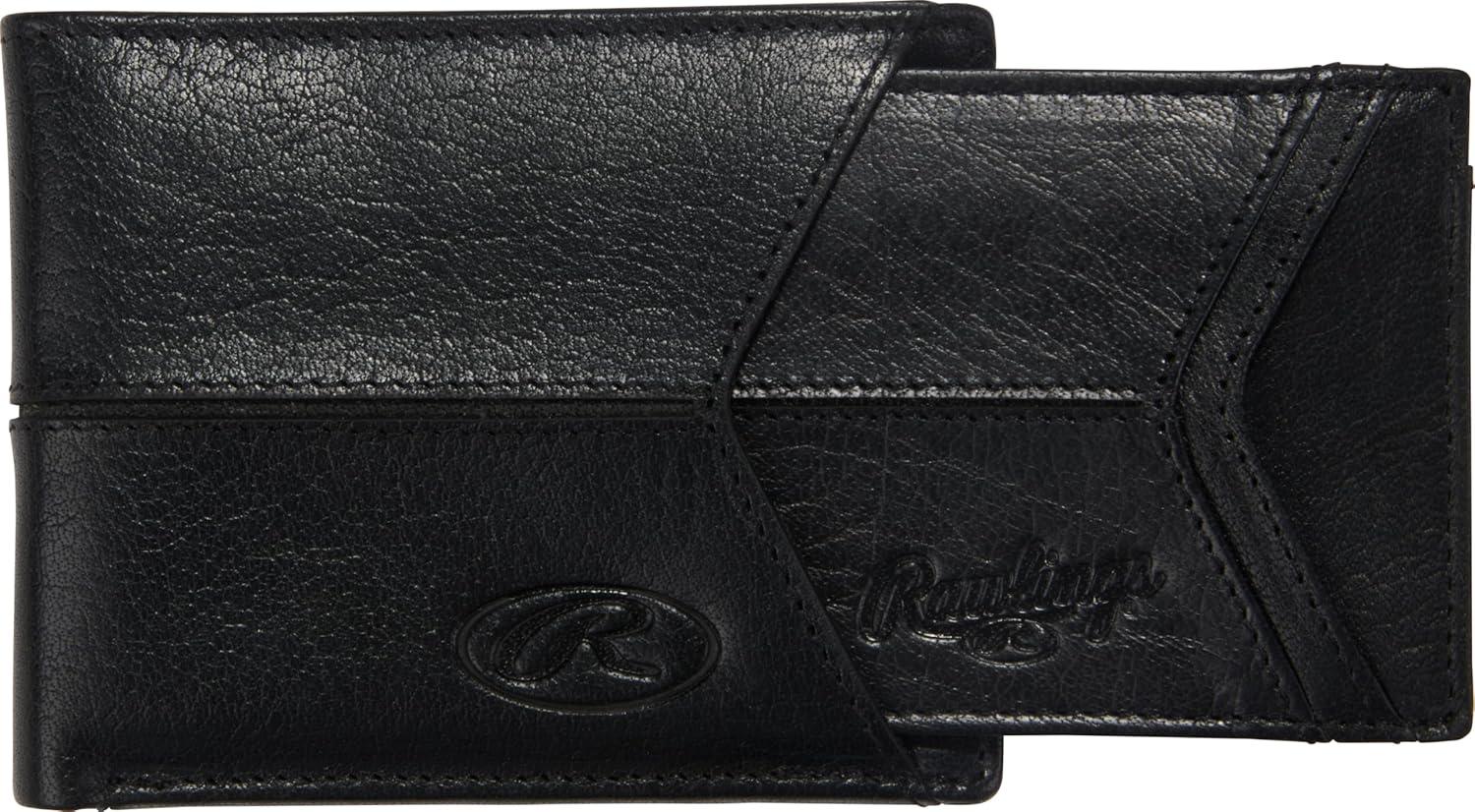 imageRawlings Mens Bifold Wallet Collection Genuine Leather Multiple Styles amp ColorsBlack Insert Included Debossed Logo