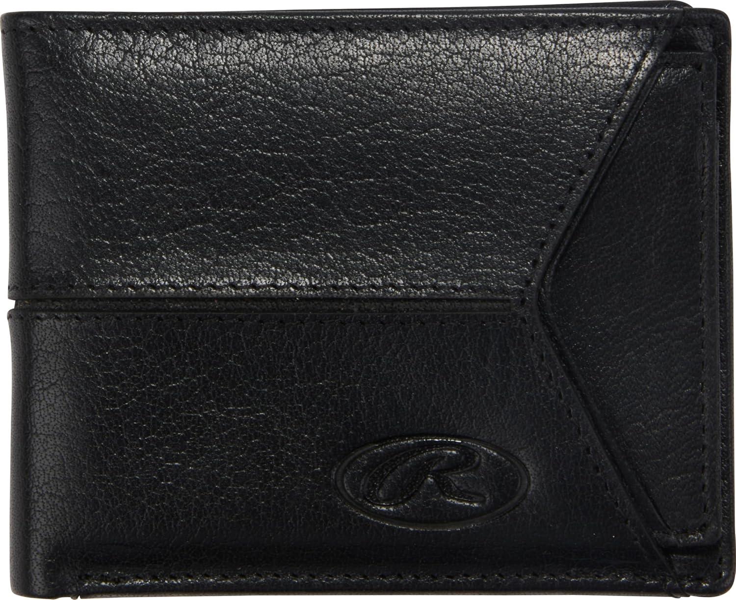 imageRawlings Mens Bifold Wallet Collection Genuine Leather Multiple Styles amp ColorsBlack Insert Included Debossed Logo