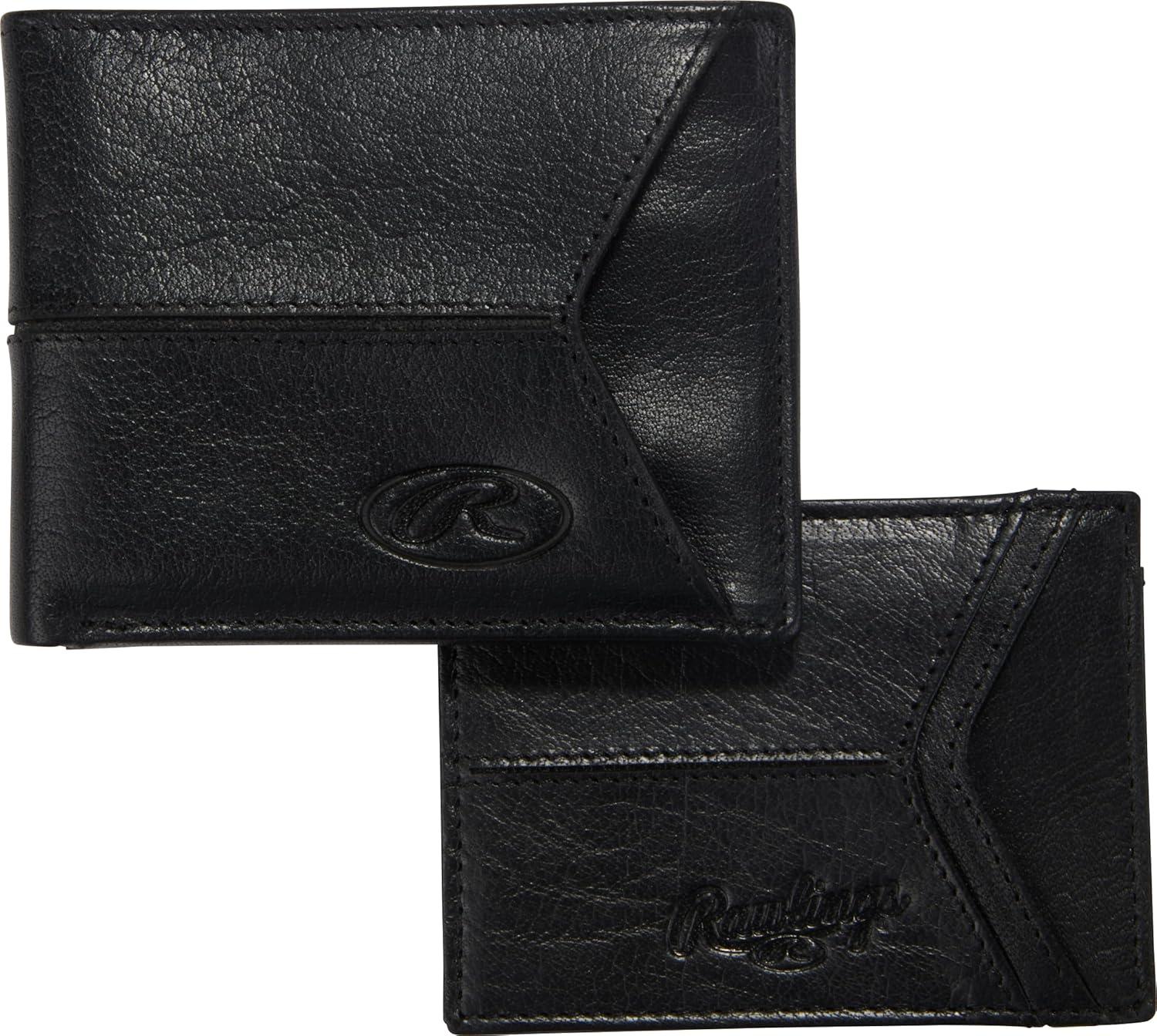 imageRawlings Mens Bifold Wallet Collection Genuine Leather Multiple Styles amp ColorsBlack Insert Included Debossed Logo