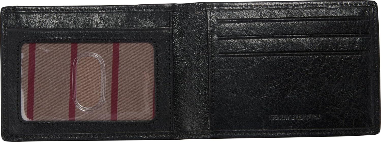 imageRawlings Mens Bifold Wallet Collection Genuine Leather Multiple Styles amp ColorsBlack Slim Debossed Logo