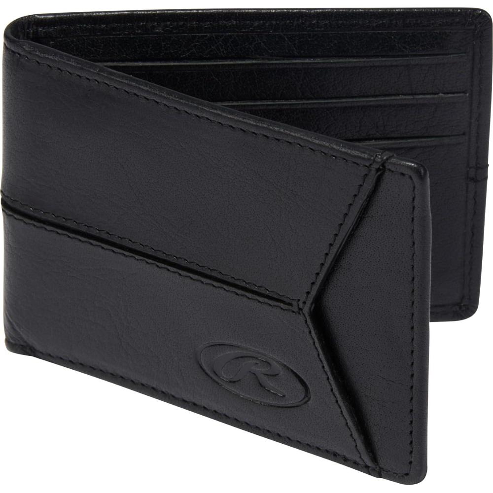 imageRawlings  Mens Bifold Wallet Collection  Genuine Leather  Multiple Styles amp ColorsBlack  Slim  Debossed Logo