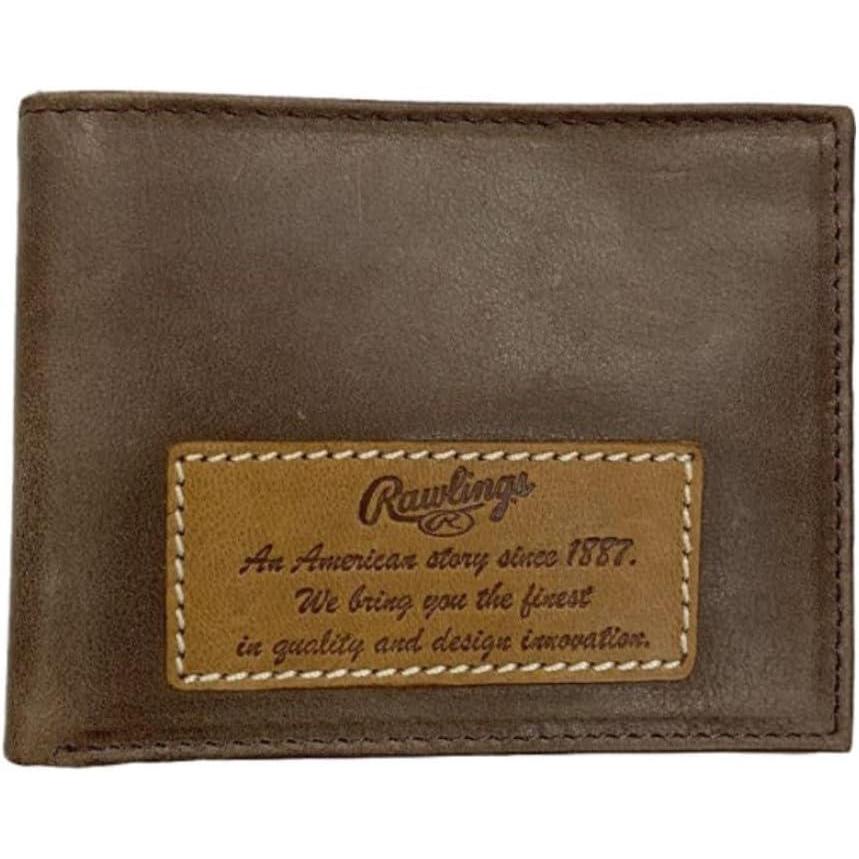 imageRawlings  Mens Bifold Wallet Collection  Genuine Leather  Multiple Styles amp ColorsDark Brown  1887 Patch
