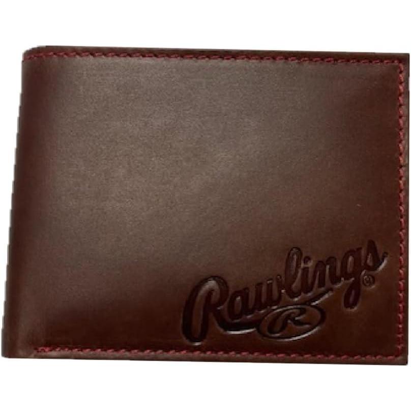 imageRawlings  Mens Bifold Wallet Collection  Genuine Leather  Multiple Styles amp ColorsDark Brown  Debossed Logo