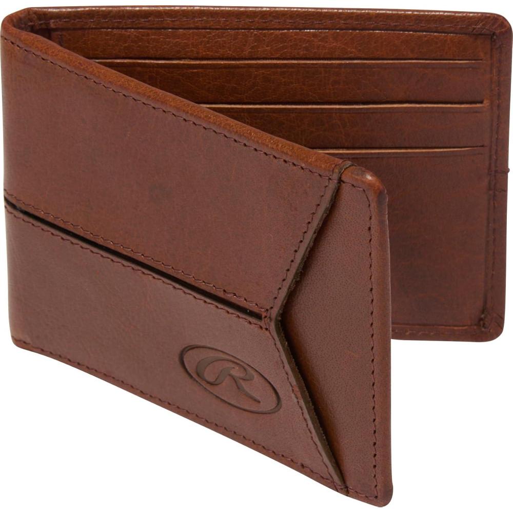 imageRawlings  Mens Bifold Wallet Collection  Genuine Leather  Multiple Styles amp ColorsTan  Slim  Debossed Logo