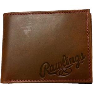 Rawlings | Men’s Bifold Wallet Collection | Genuine Leather | Multiple Styles & Colors(Light Brown | Debossed Logo)