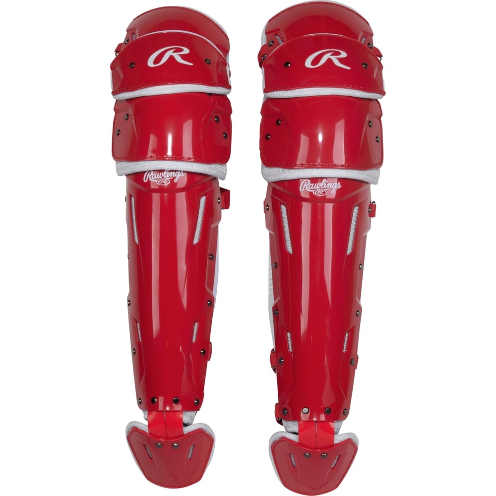 image:imageRawlings Rawlings MACH PRO Series Catchers Leg Guards Adult amp Intermediate Sizing Multiple ColorsScarlet White