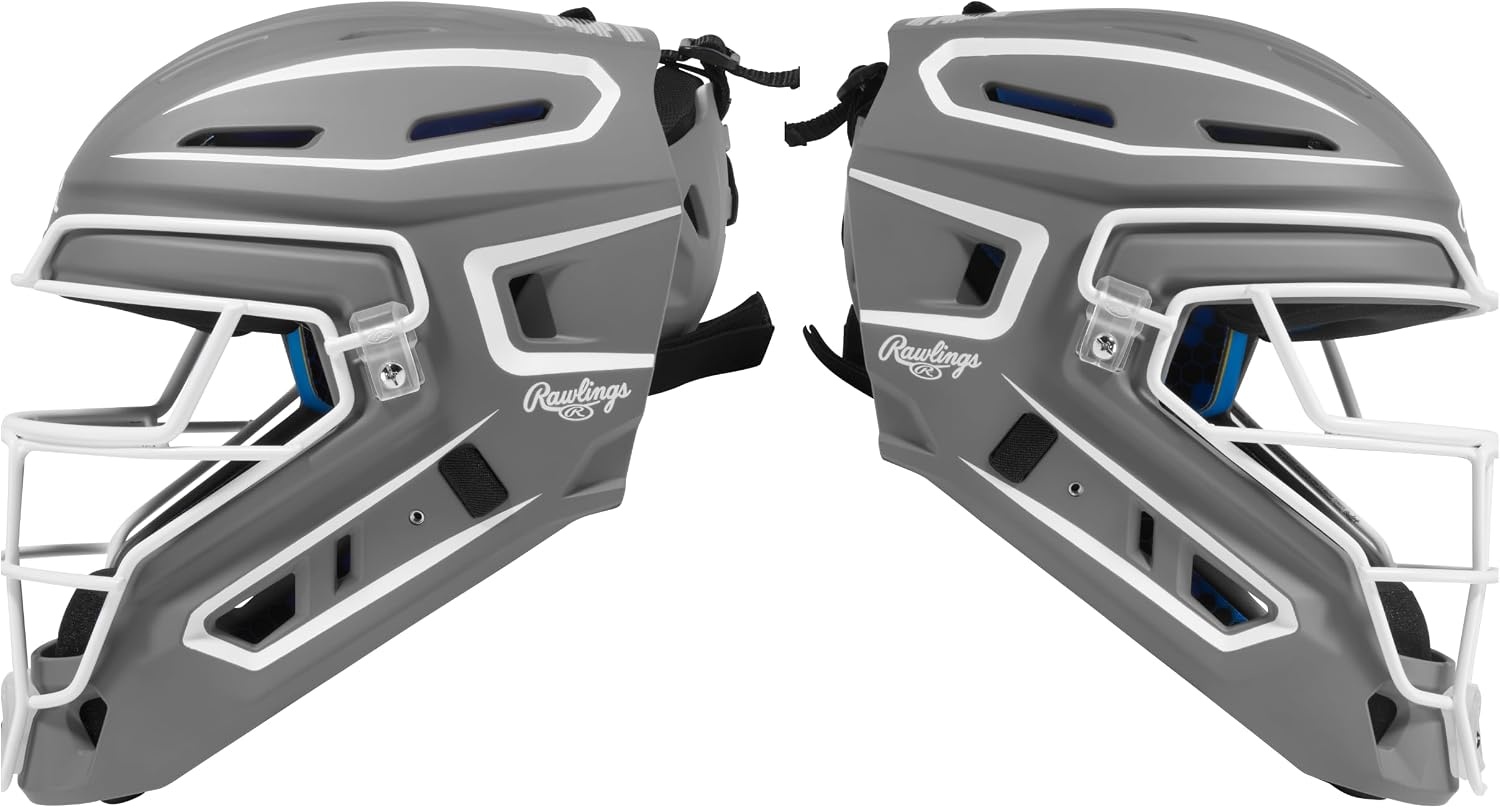 image:imageRawlings Rawlings MACH PRO Series Catchers Helmet Baseball NOCSAE Certified Junior amp Senior Sizing Multiple ColorsGraphite White
